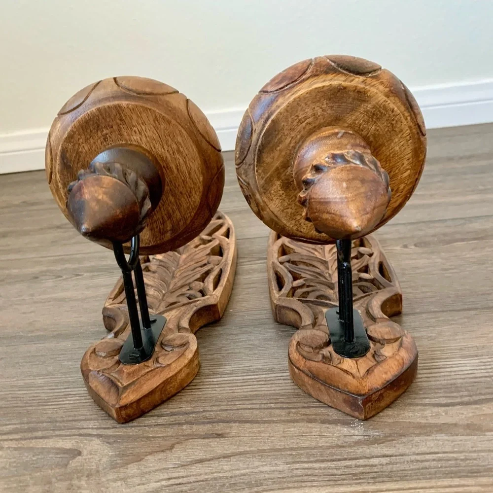 Vintage Pair Of Hand carved Wooden Ornate Wall Candle Holders